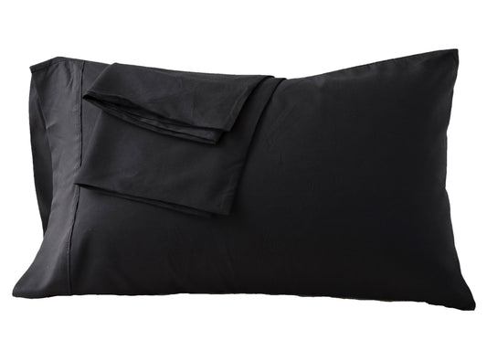 Pillowcases Queen Black Set of 4 Envelope Closure End Easy Fit for Summer Soft and Breathable Material Machine Washable