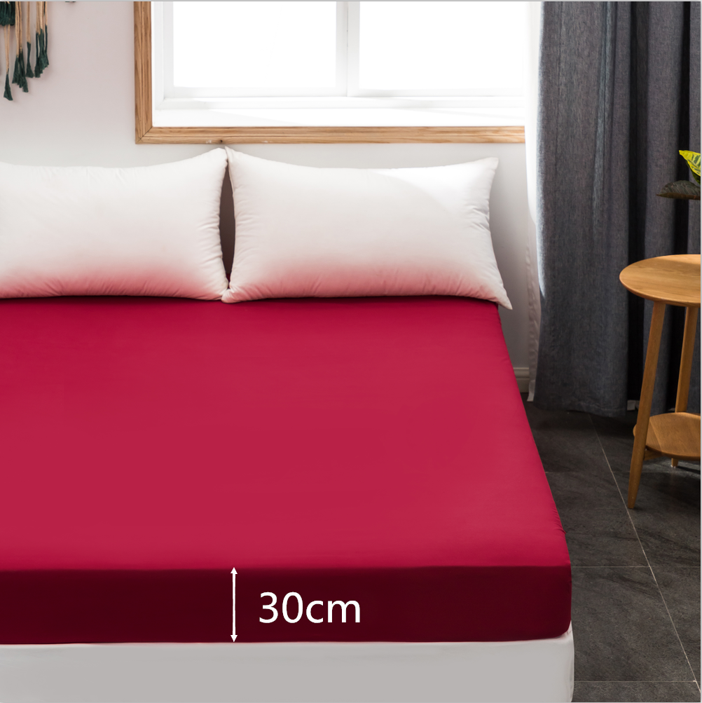 MOHAP Drap Housse 140x190-200cm avec Bonnet 30cm Rouge Vineux Drap Housse 100 GSM en Microfibre de Haute Qualité 100% Polyester Doux, Résistant, Anti Plis