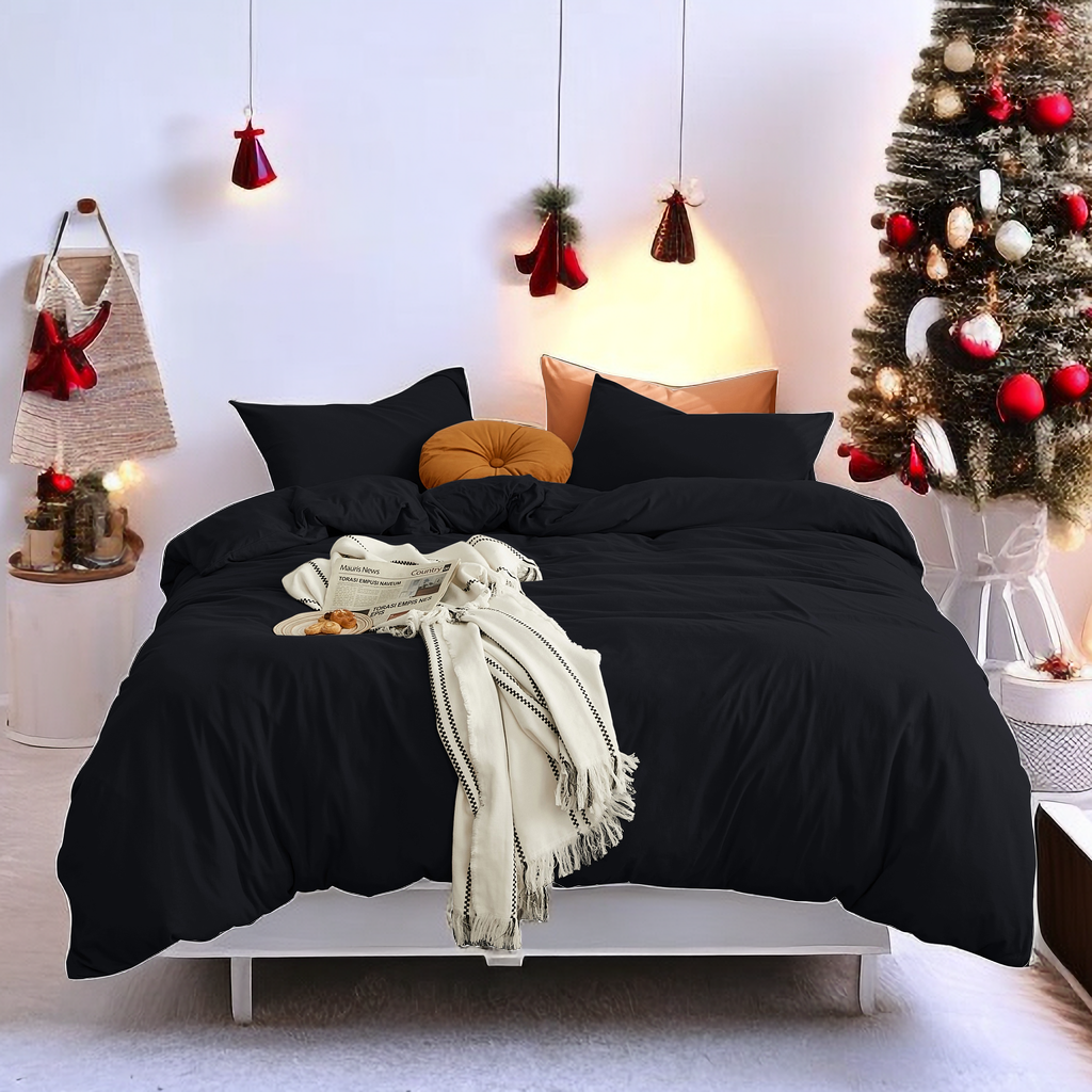 MOHAP Bedding Single/DoubleKing Duvet Cover Set 3 PCS Plain Brushed Microfiber Bedding Duvet Cover with Pillowcases