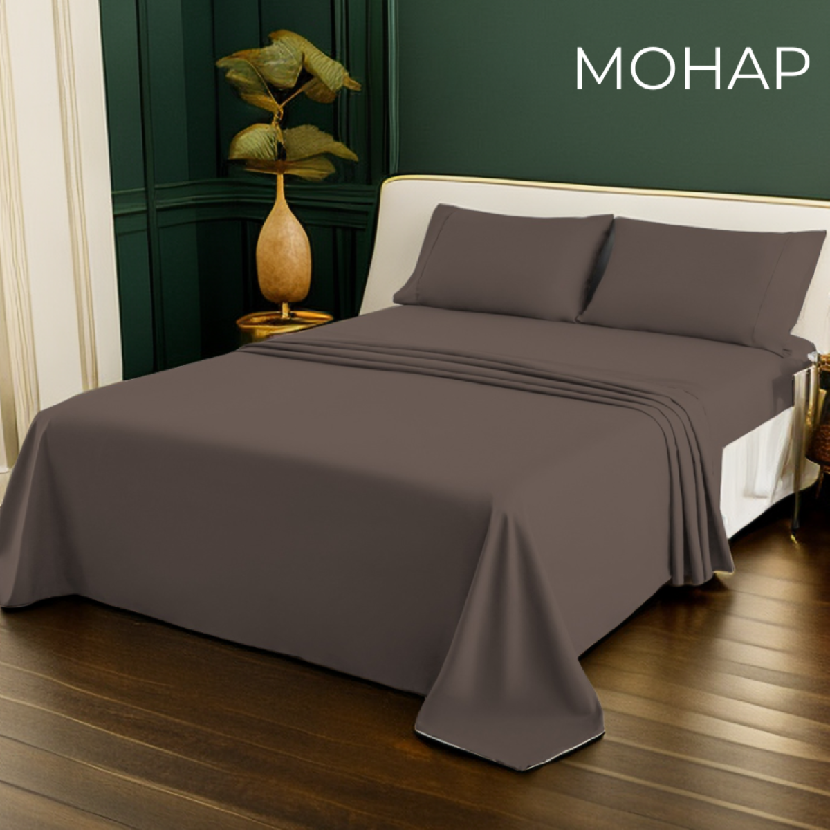 Mohap Bed Sheet Set 4 Pieces Brushed Microfiber Luxury Soft Bedding Full, Teal/Dark Blue/Coffee/Black