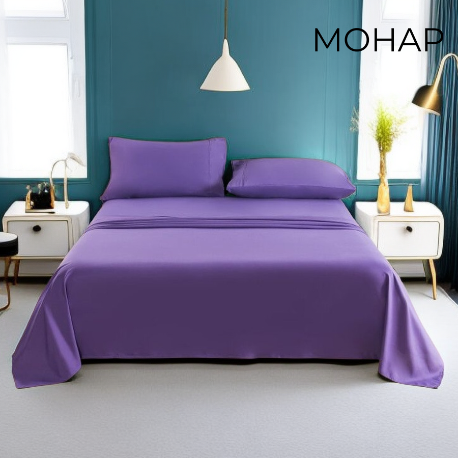 Mohap Bed Sheet Set 4 Pieces Super Soft Brushed Microfiber Luxury Soft Bedding Full, Persimmon/Light Blue/Purple/Lavender/Beige