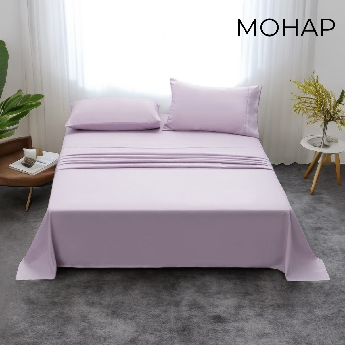 Mohap Bed Sheet Set 4 Pieces Super Soft Brushed Microfiber Luxury Soft Bedding Full, Persimmon/Light Blue/Purple/Lavender/Beige