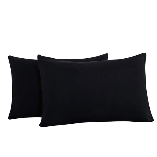 Pillowcases King Black Set of 2 Envelope Closure End Easy Fit for Summer Soft and Breathable Material Machine Washable