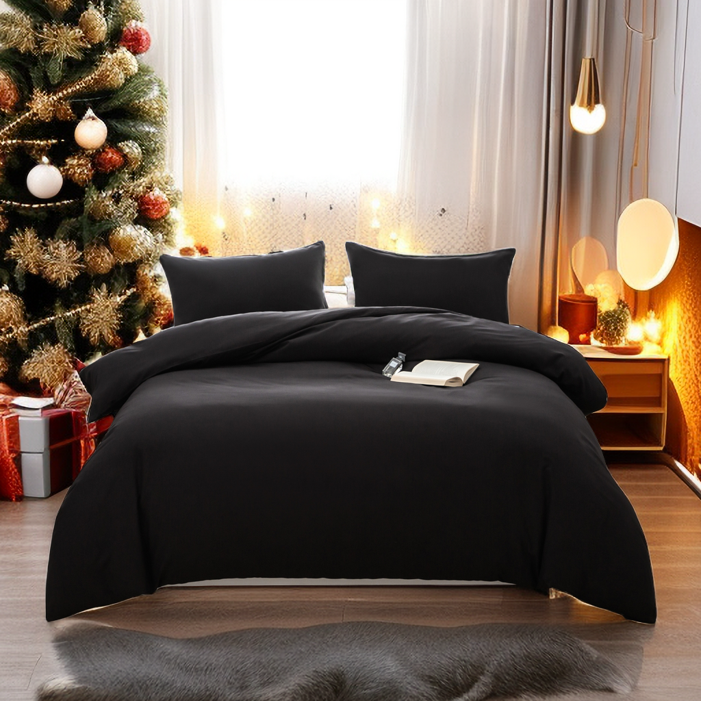 MOHAP Bedding Set and Fitted Sheet Double/King Size 4 Pieces 110GSM Brushed Microfiber Duvet Cover with Pillowcases Luxury with Deep Pocket Bed Sheet Soft Duvet Cover Fade Resistant